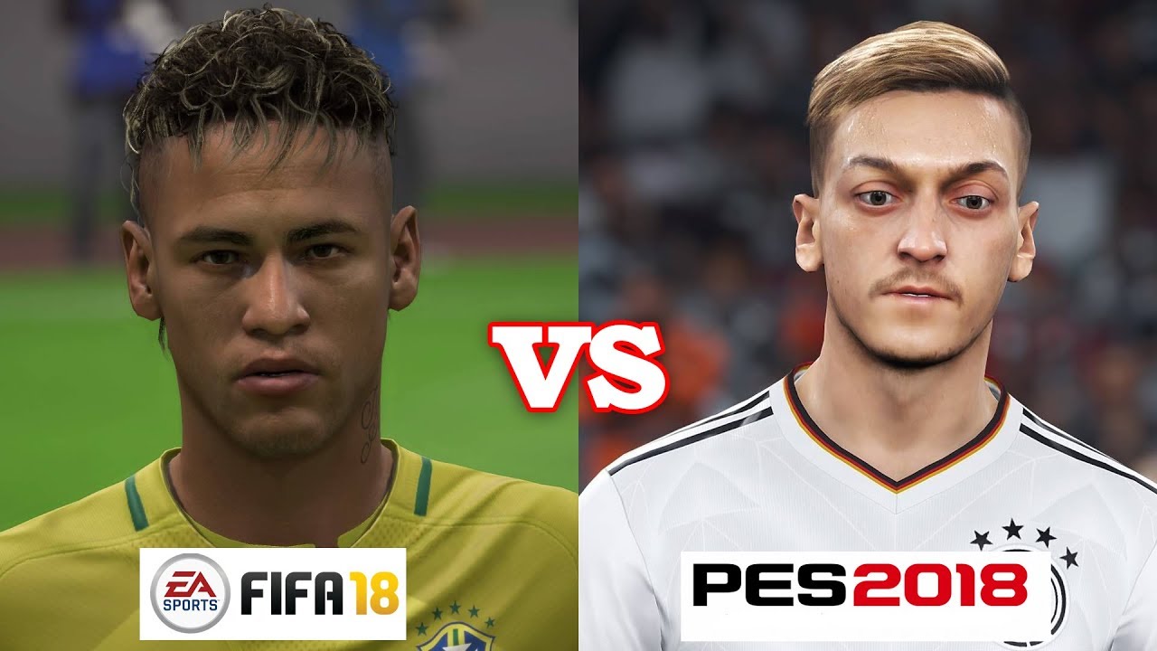 FIFA 18 vs PES 2018 Brazil&Germany Players Faces Comparison