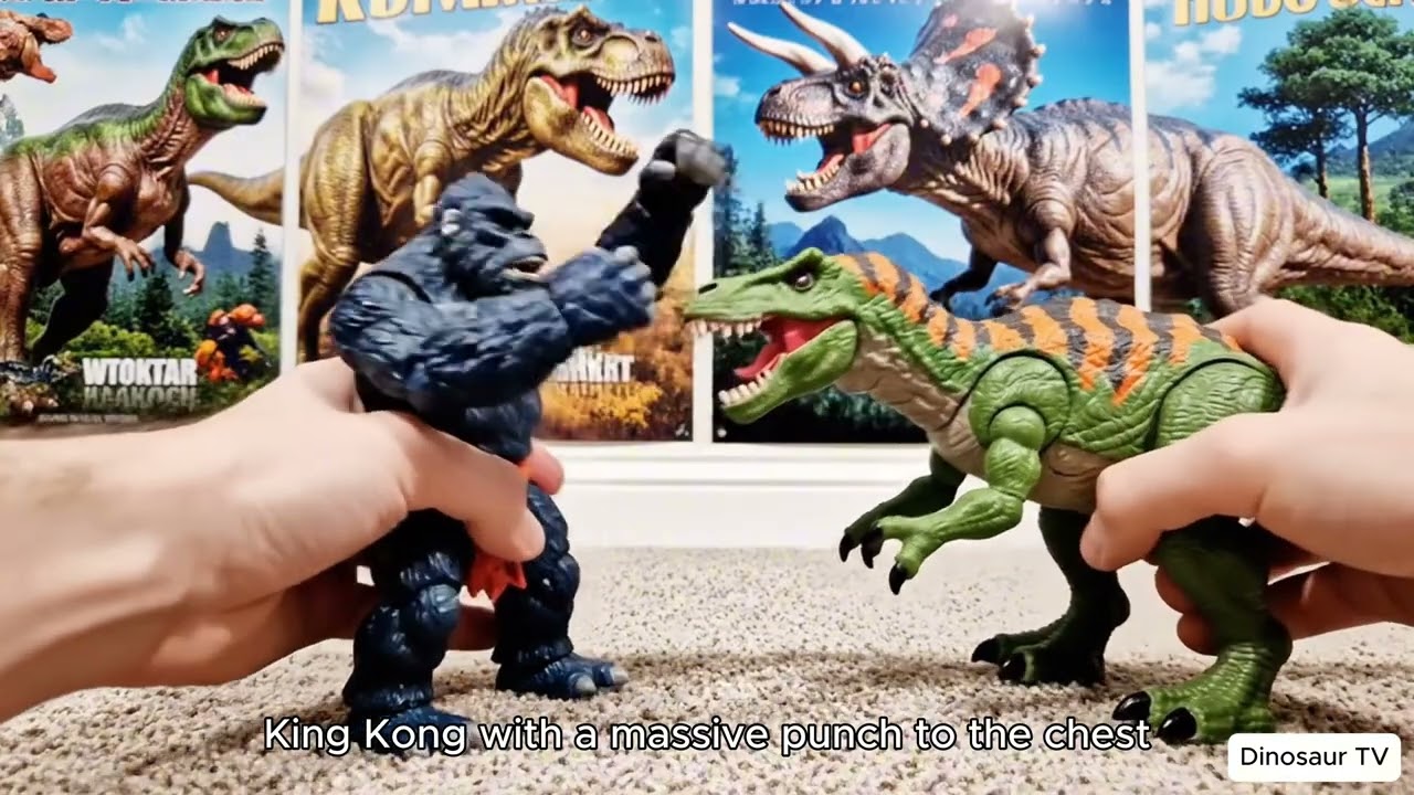 Epic Monster Showdown ASMR 🦖🦍  Dinosaur vs King Kong Slow Toy Battle for Deep Relaxation