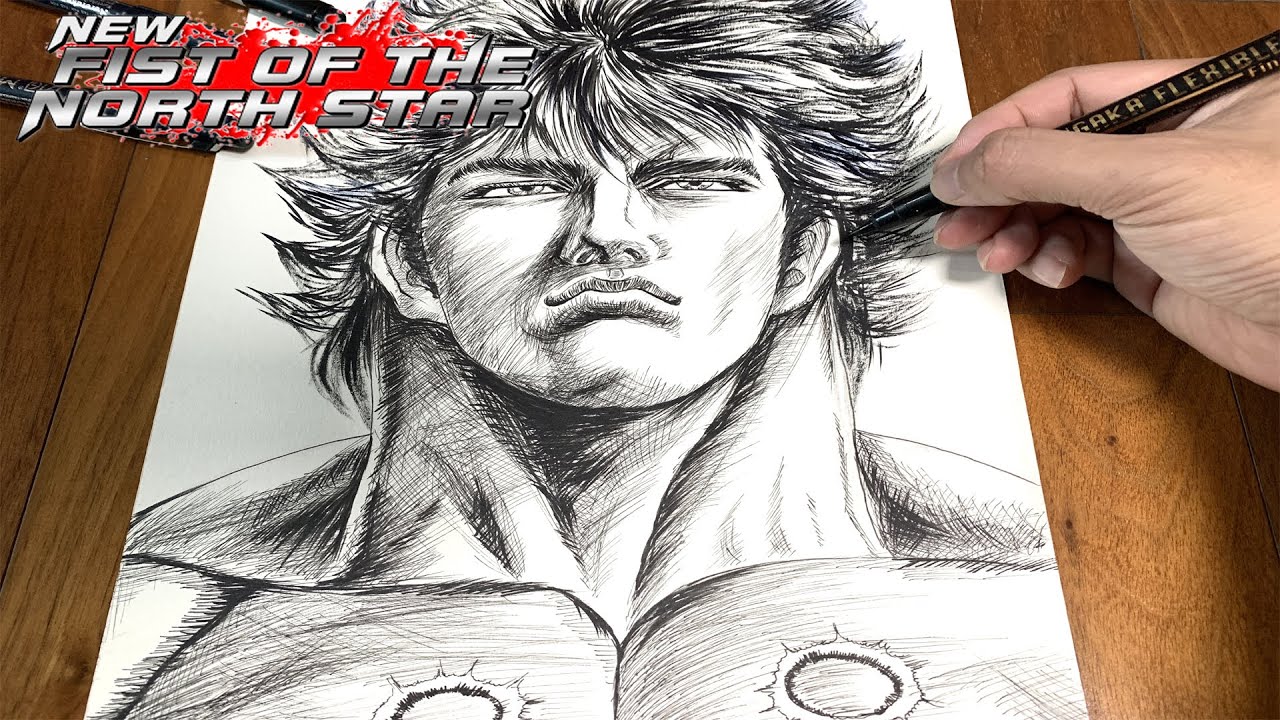 Drawing Kenshiro with black and white | Fist of the north star | 北斗の拳