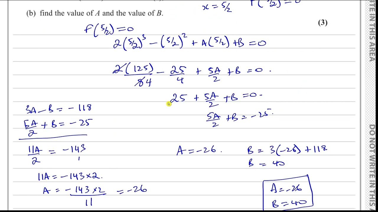 WMA12/01, (Edexcel), IAL, P2, октябрь 2024 г., вопрос 3, Теорема о множителе и остатке