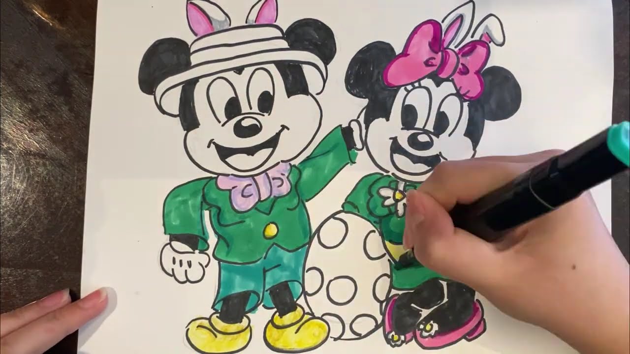How To Draw Easter Mickey and Minnie Mouse