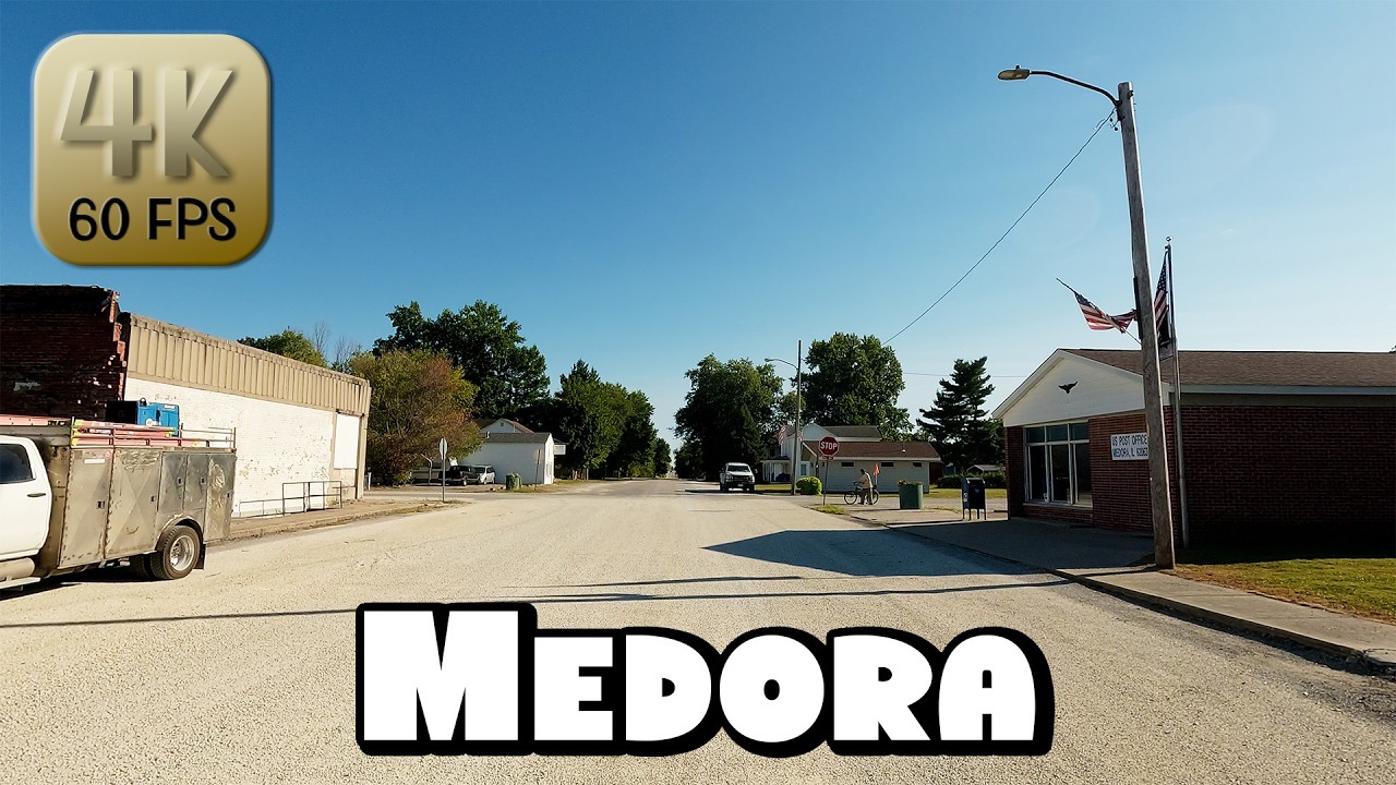 Driving Around Medora, Illinois in 4k Video