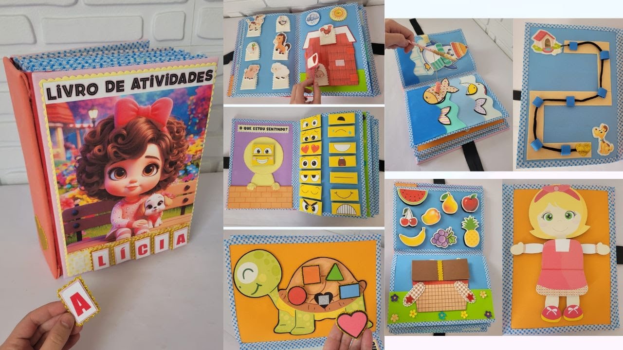 Livro sensorial com atividades para 3 anos, livro em eva