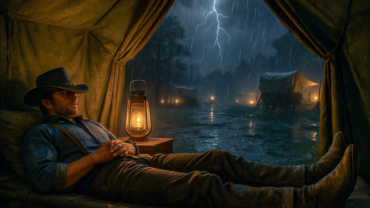 Arthur Morgan Resting in His Tent on a Stormy Night | RDR2 Rain & Campfire ASMR