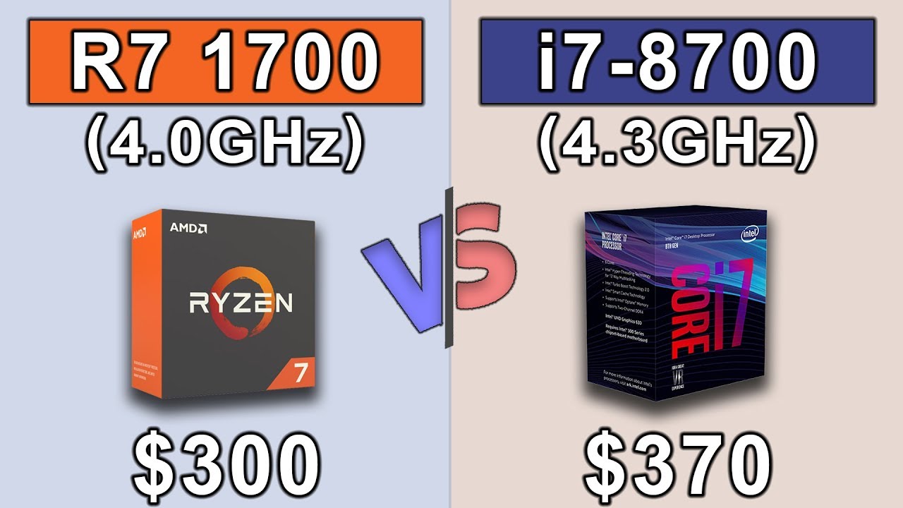 Ryzen 7 1700 (4.0GHz) OC vs i7 8700 (non K) Stock | 2160p | New Games Benchmarks