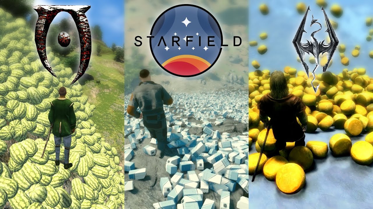 Starfield vs Skyrim vs Oblivion - 10.000 Objects Physics Comparison and Skyrim lost