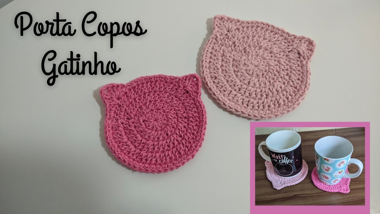 PORTA COPO/CANECA GATINHO EM CROCHÊ - PASSO A PASSO