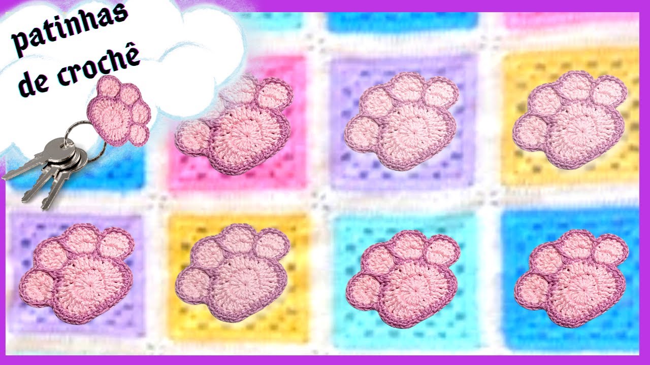 Como fazer patinha de crochê para aplique / chaveiros / mantas/ patch aplique crochê Marly Thibes
