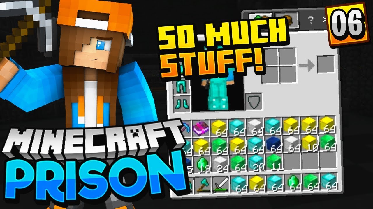 LOOK AT ALL THIS STUFF!! - Minecraft Prisons EP.6 (PE WIN10)