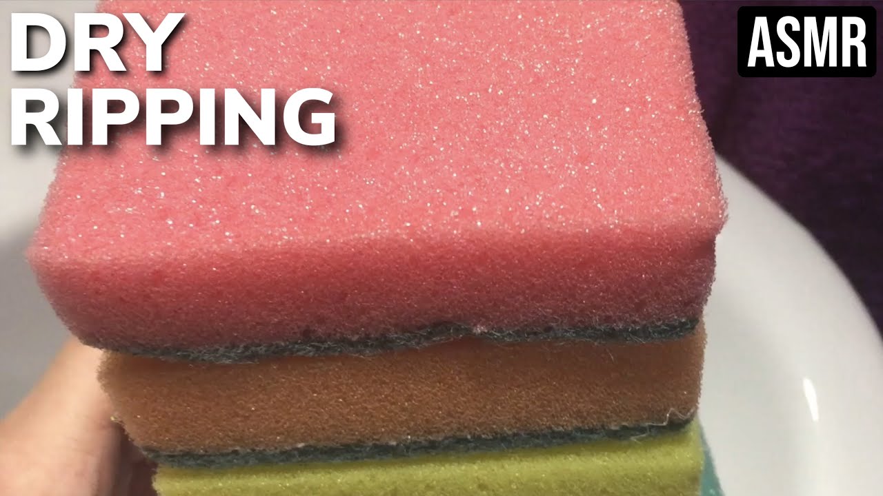 ASMR SPONGES | Dry ripping 5 kitchen sponges | Sponges tearing | Sponge sounds