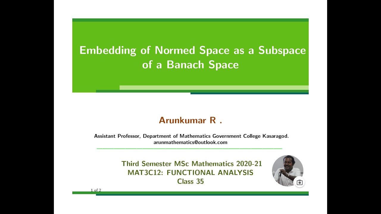 CLASS 35  MAT3C12 FUNCTIONAL ANALYSIS FUNDAMENTALS OF NORMED SPACES