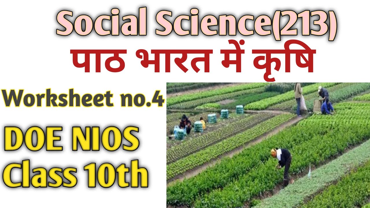 ll Doe NIOS class 10th ll worksheet 04 ll Chapter agriculture in India ll session (2025-26)