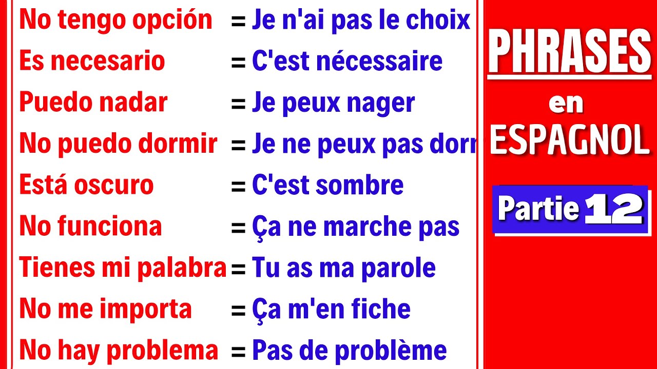 Liste des PHRASES super utiles pour apprendre l'espagnol | Cours d'espagnol débutant 🔹Partie 12