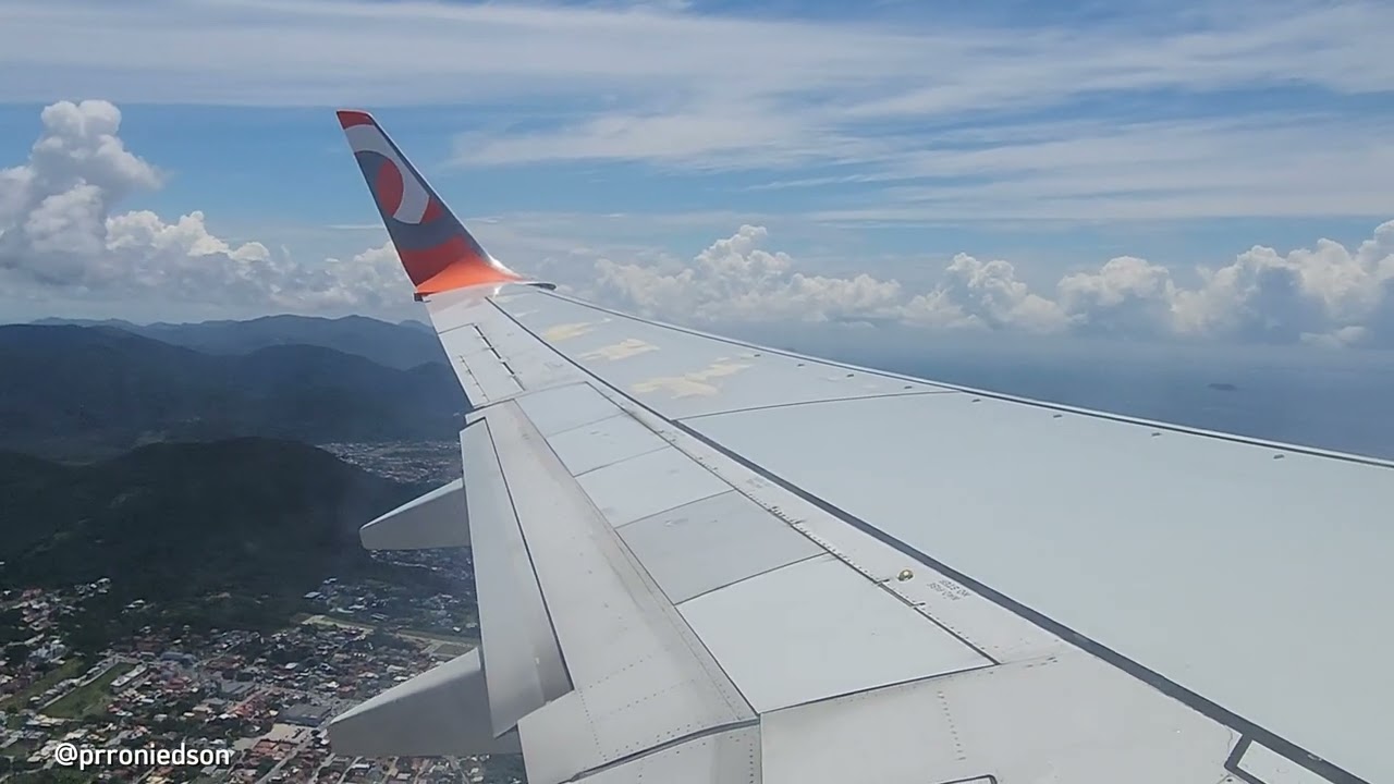 Decolagem com vista espetacular de Floripa. Boeing 737-800 da Gol. 