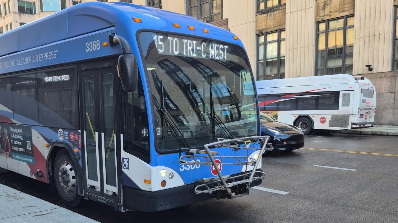 RTA Ride Route 45 Ridge-Fulton to Tri C West #3368 2015 Gillig BRT+CNG 40'