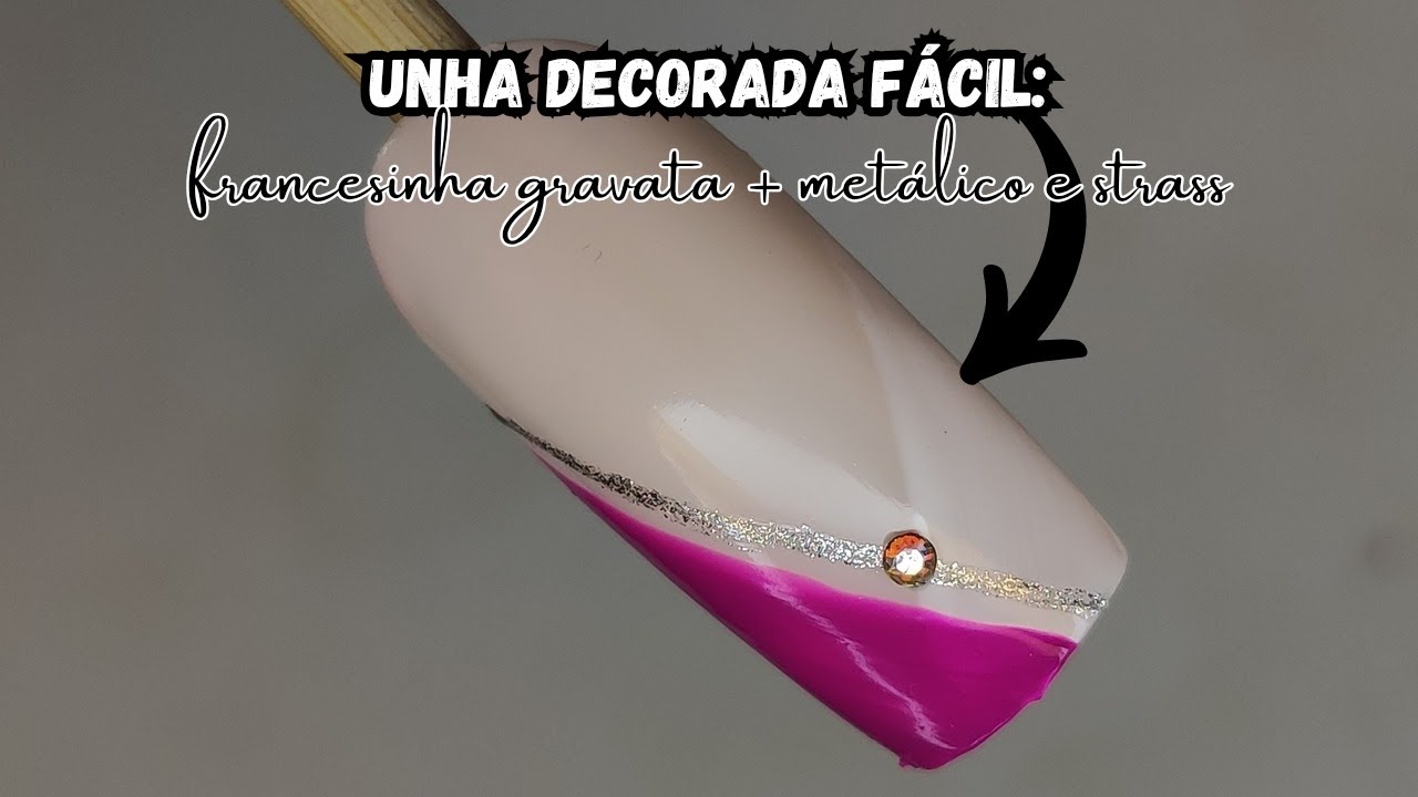 UNHA DECORADA F&Aacute;CIL: FRANCESINHA GRAVATA+ DETALHE MET&Aacute;LICO E STRASS (PEDRARIA SWAROVSKI) TUTORIAL