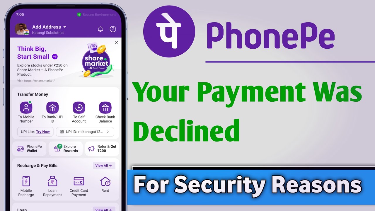 PhonePe Your Payment Was Declined For Security Reasons FIXED