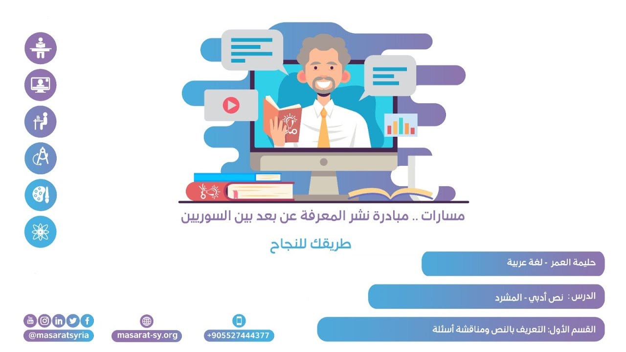مسارات -أ. حليمة العمر - الصف التاسع -  نص المشرد - التعريف بالنص ومناقشة أسئلة