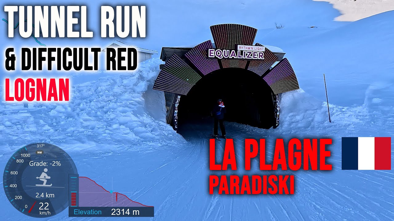 [4K] Skiing La Plagne, The Tunnel (Blue) and Lognan (Difficult Red), Paradiski France, GoPro HERO13