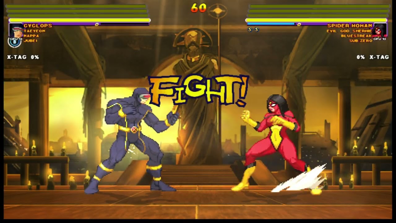 [4K] MUGEN: ETB – Cyclops, Taeyeon, Nappa, Jubei vs Spider Woman, E God Shermie, Bluestreak, Subzero