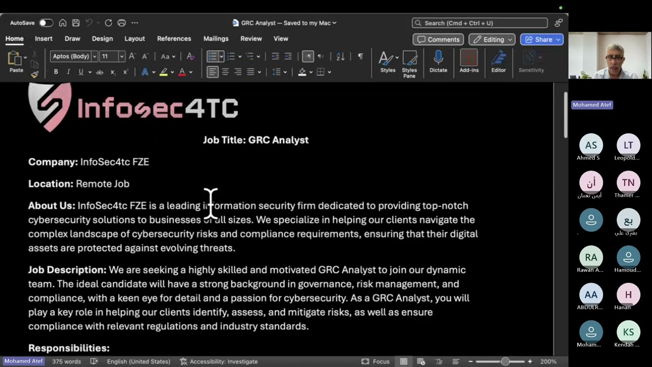 ورشة تعريفية ببرنامج أخصائي GRC (إدارة الحوكمة والمخاطر والامتثال)