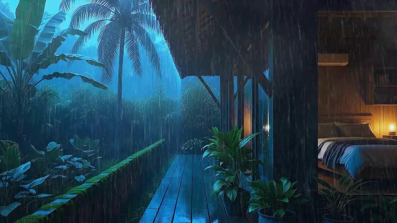 Gentle Drizzle To Sleep Fast In Lush Hidden Hut 🌧️