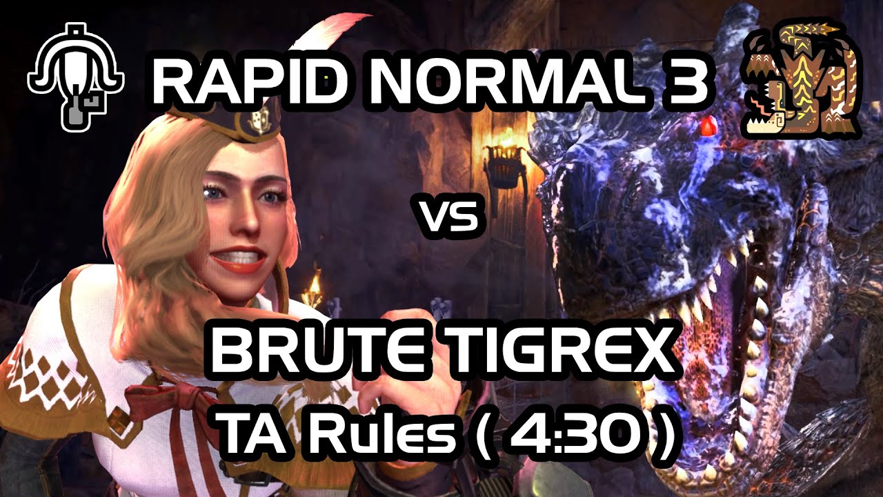 [MHW: Iceborne] Lightbreak Gun LBG (Rapidfire Normal 3) vs MR6☆ Brute Tigrex. TA Rules Solo ( 4:30 )