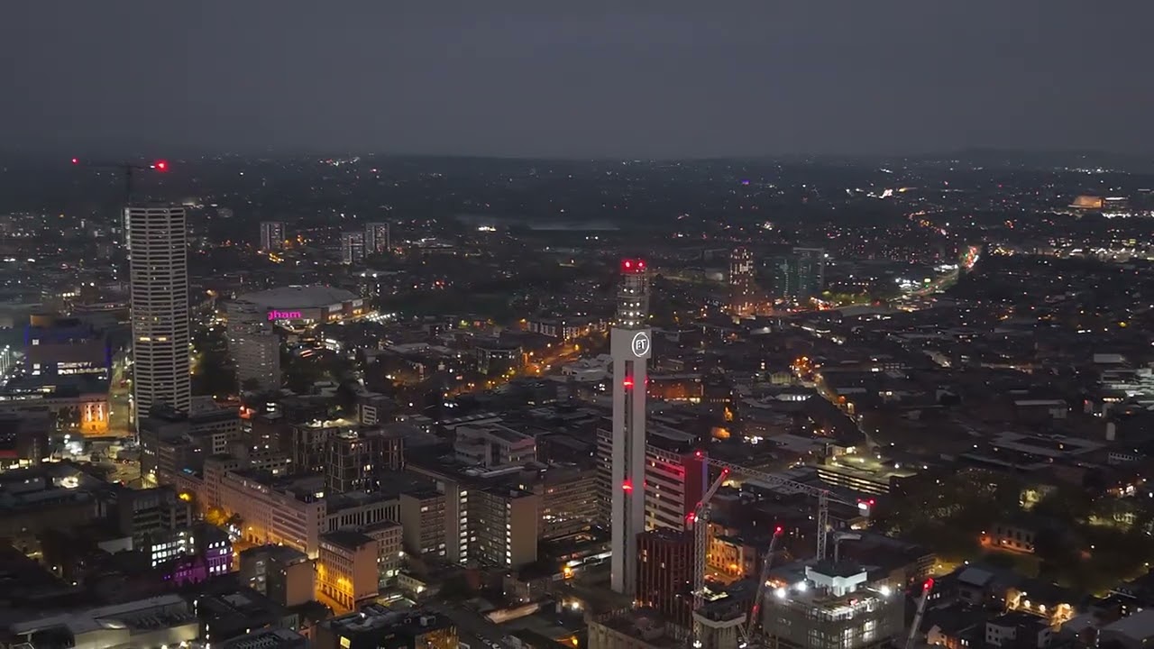 Birmingham city centre by night