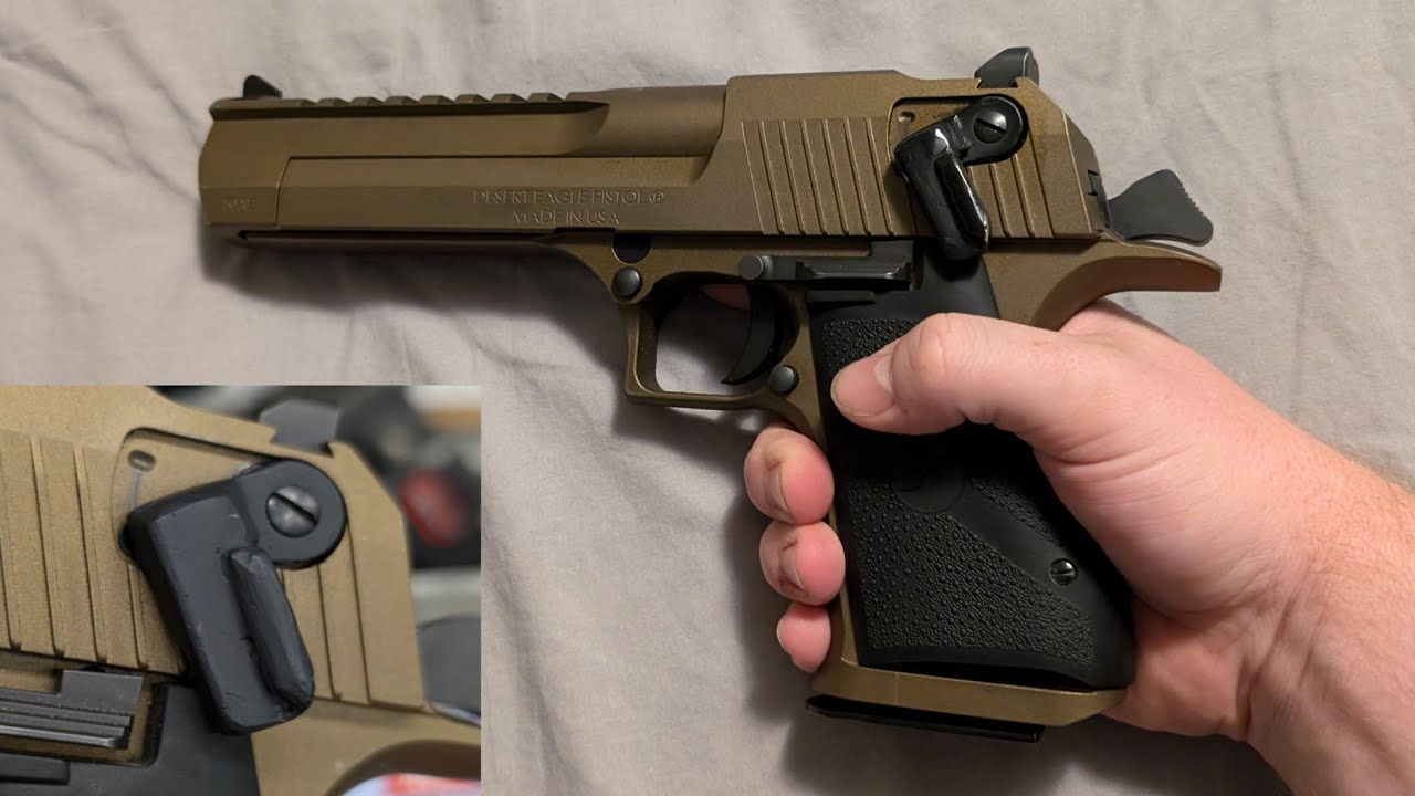 Magnum Research Desert Eagle .50AE Making Extended Safety Lever For One Hand Operation