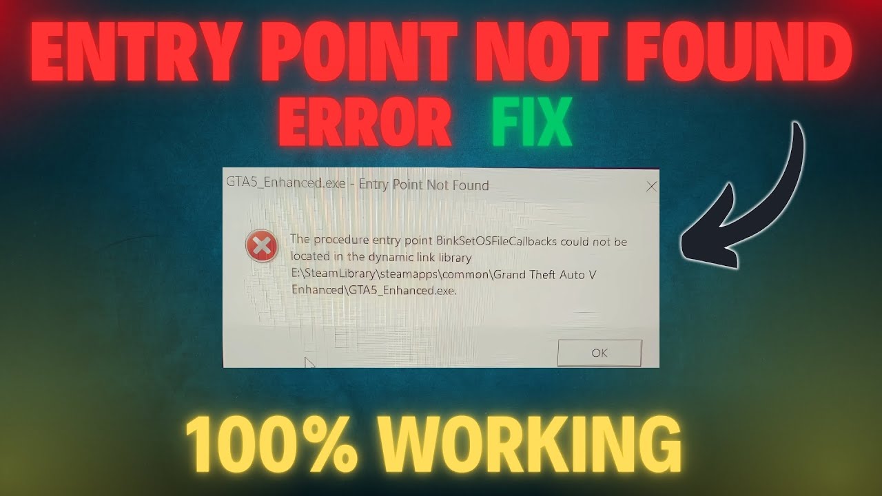 Entry Point Not Found In Dynamic Link Library | 100% FIXED💯