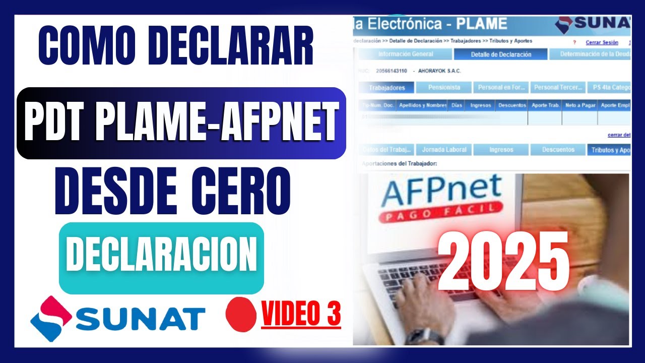 🟡Como declarar el PDT PLAME y AFP NET 2025 | Tutorial paso a paso SUNAT desde cero #VIDEO 3