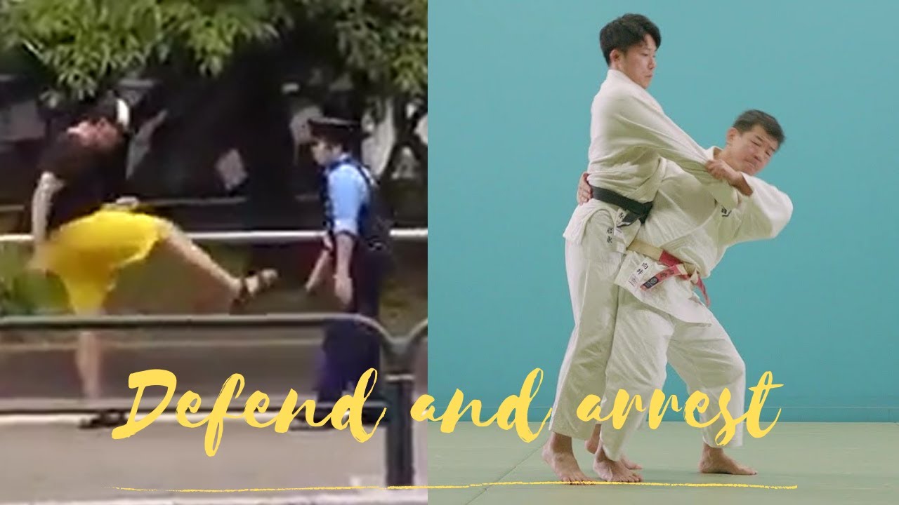 Japanese policeman defends himself and makes an arrest