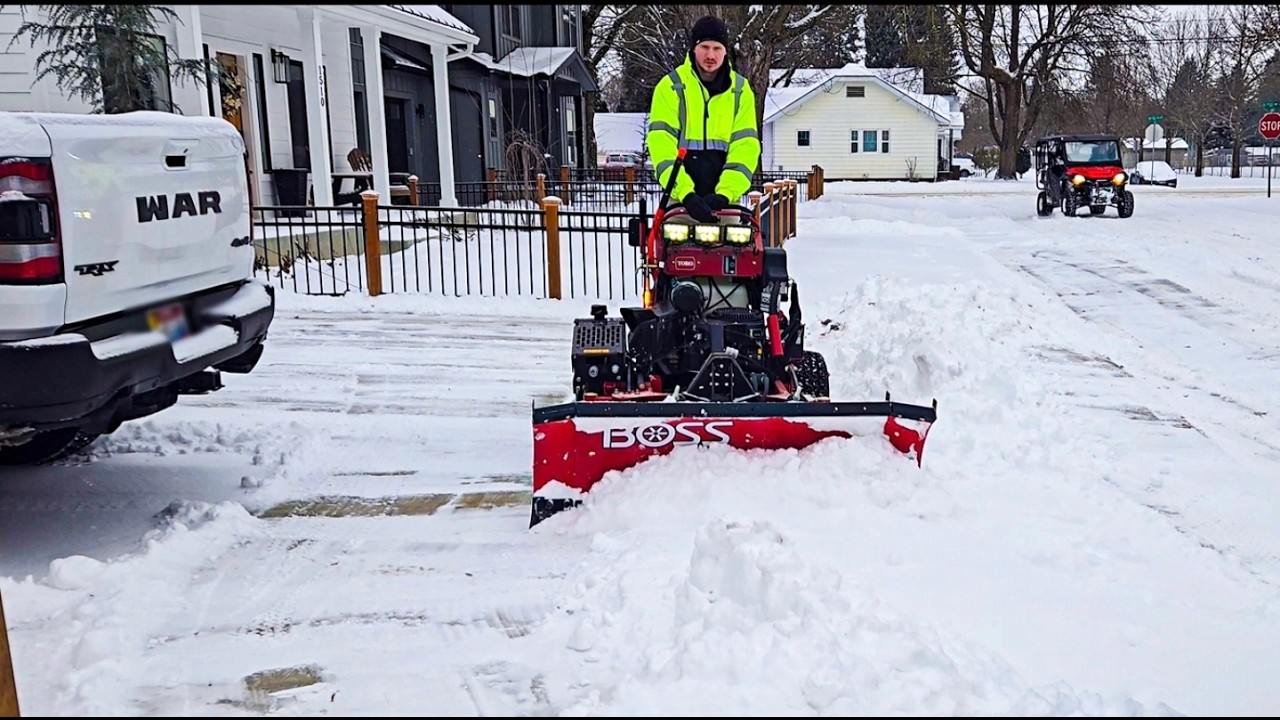 Using My Toro Multiforce With Boss Plow To Clean Snow-Covered Driveways