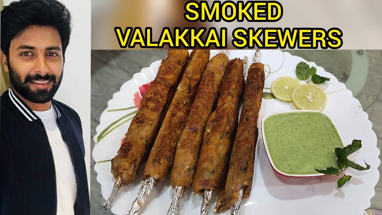Smoked Valakkai Skewers/Valakkai kebab/Valakkai kebab in Tamil / Cook With Comali Ashwin Special /