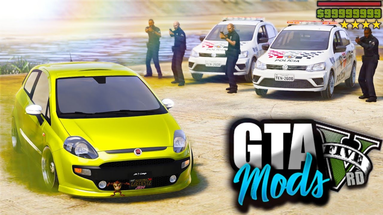 ROUBO A BANCO e FUGA INSANA DE FIAT PUNTO! ( FIQUEI SEM SAÍDA ) - GTA 5 MODS