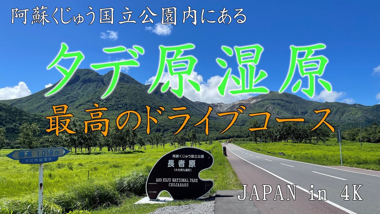 タデ原湿原と最高のドライブコース（やまなみハイウェイ から阿蘇のミルクロード）JAPAN in 4K