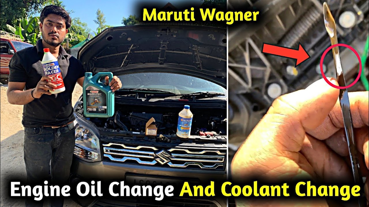 Maruti WagonR Engine Oil Change And Coolant Change || How to change engine oil