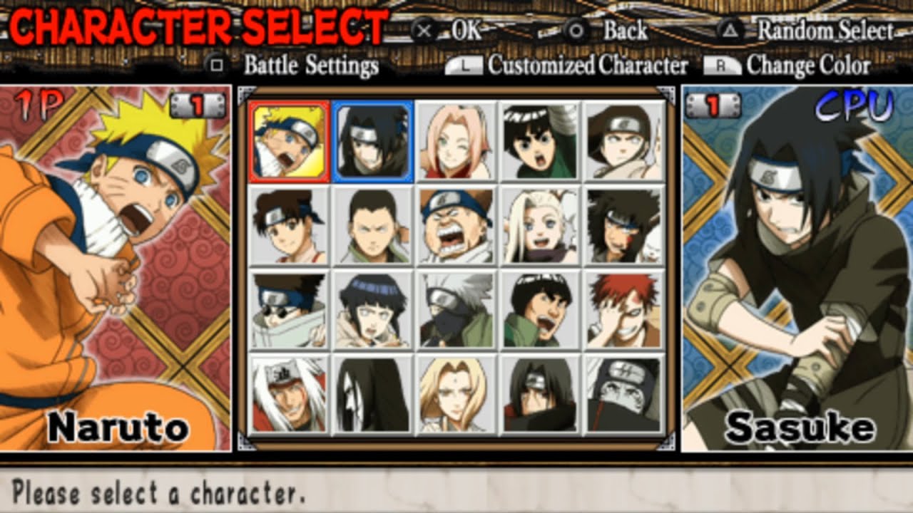 Naruto: Ultimate Ninja Heroes Все персонажи [PSP]