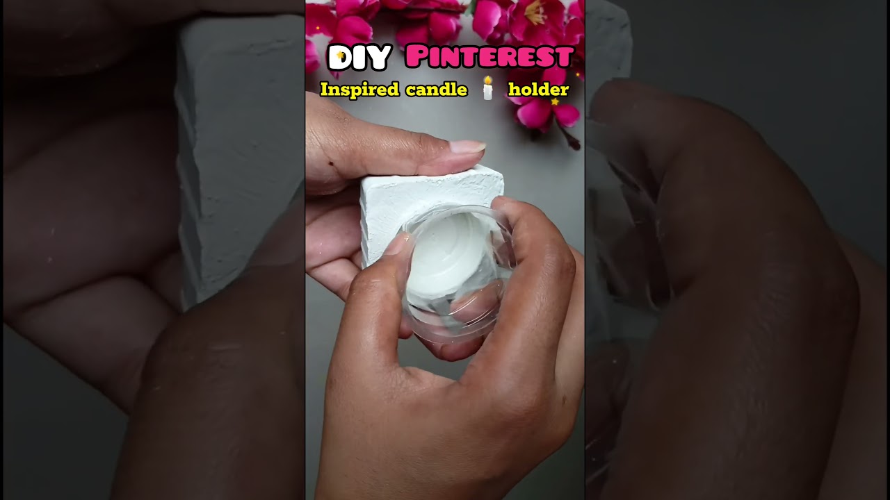DIY white cement candle holder 😱#idea#pinterest inspired#craft#art#shorts.