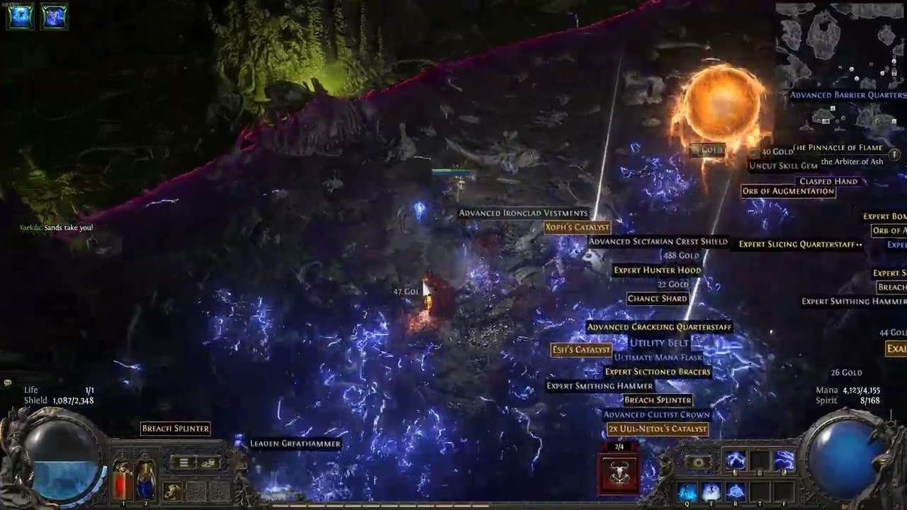 POE2 Spark Stormweaver( crit + Projectile speed + Ultra instinc) - T15 Breach Fast Clear