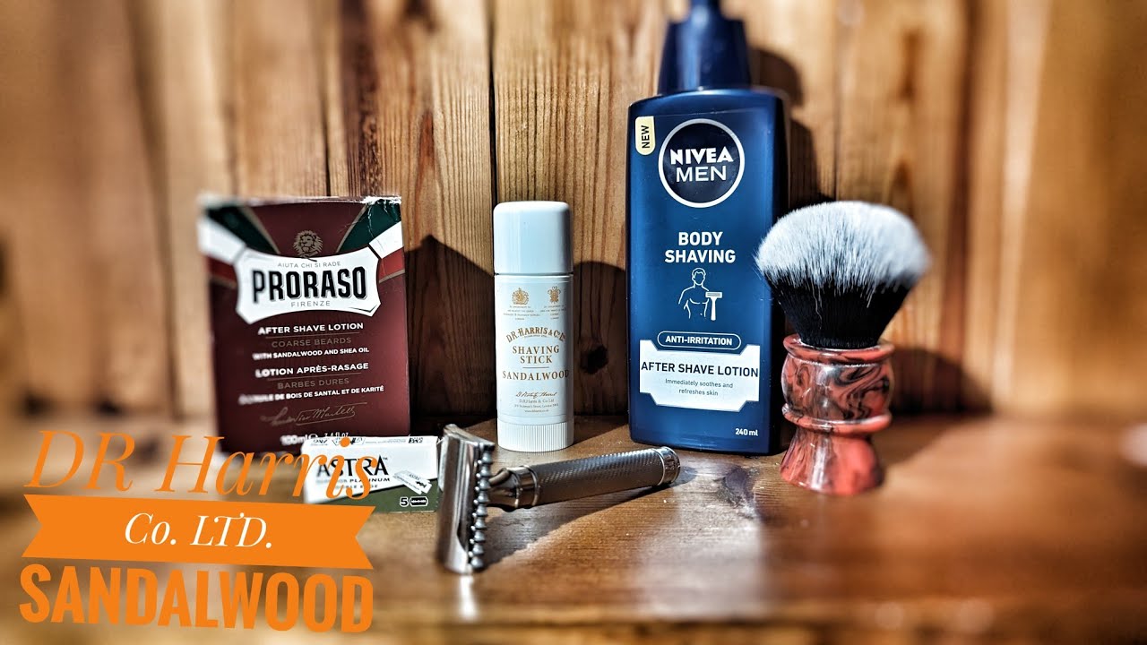 DR Harris Co. Ltd. Sandalwood Shaving Stick, With The Muhle R41 GS