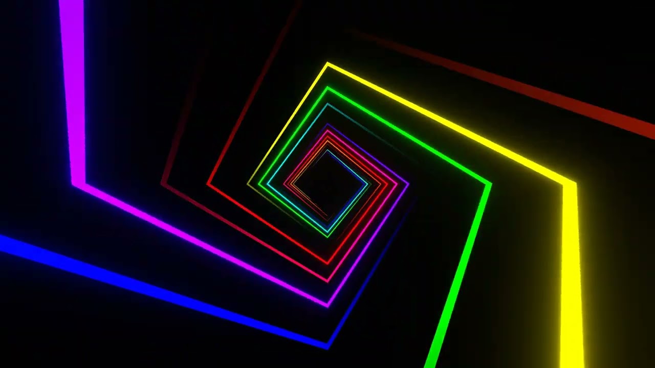 4K Multicolor Square Spiral Neon Light I Satisfying Video I Screensaver for Meditation