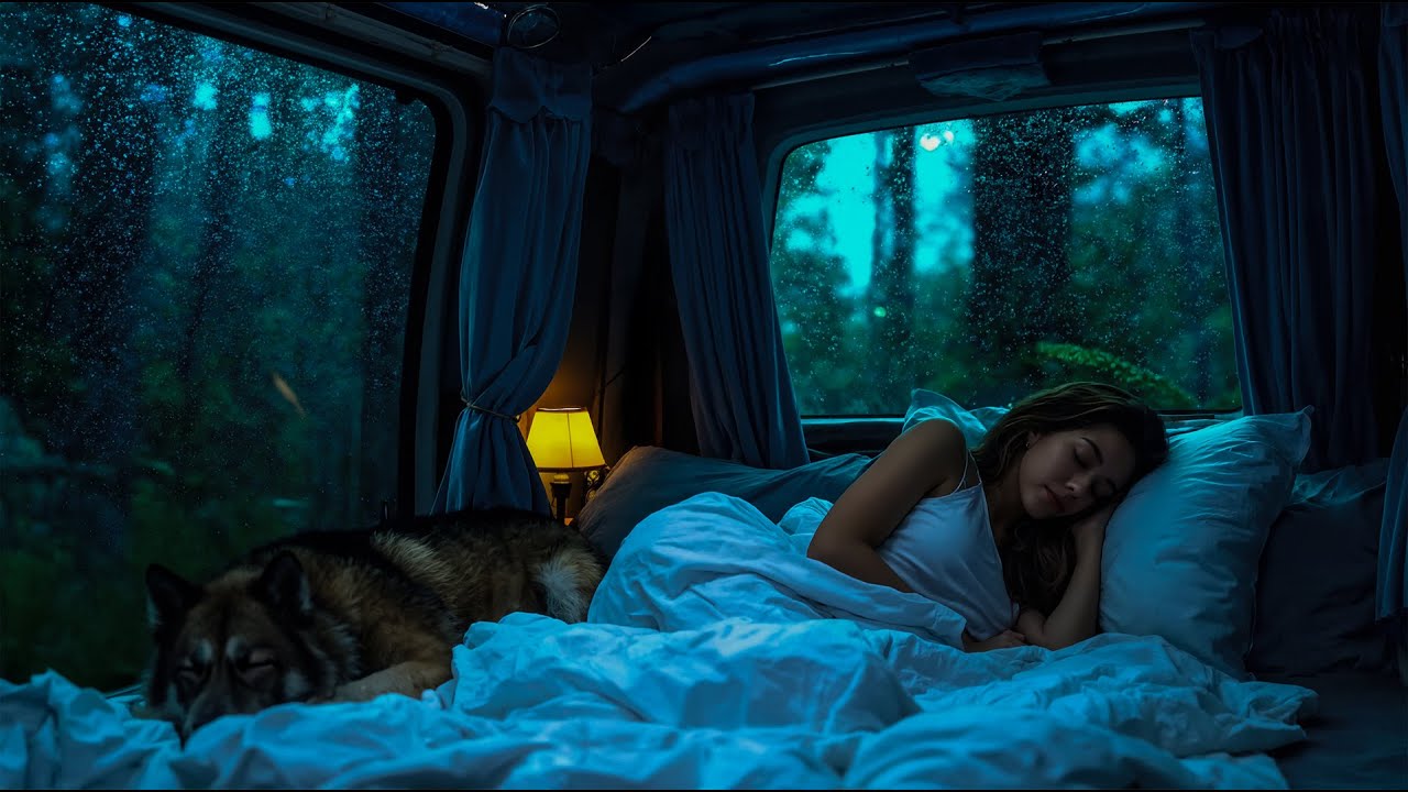Звуки грозы для глубокого сна 🌧️ Звуки дождя и отдаленный гром на уютном автомобильном окне