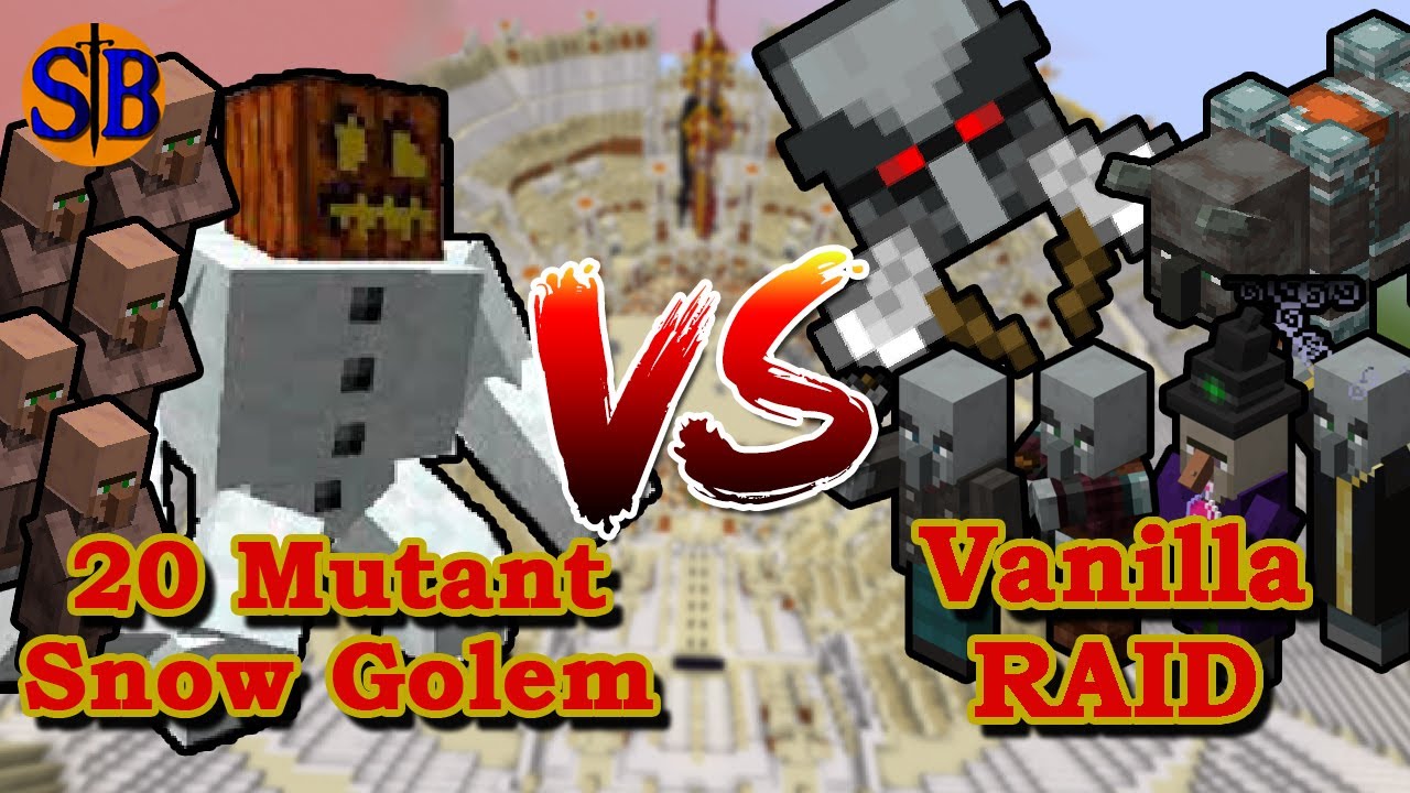 Can 20 Mutant Snow Golem Defend against a REAL Vanilla Raid | Minecraft Mob Battles
