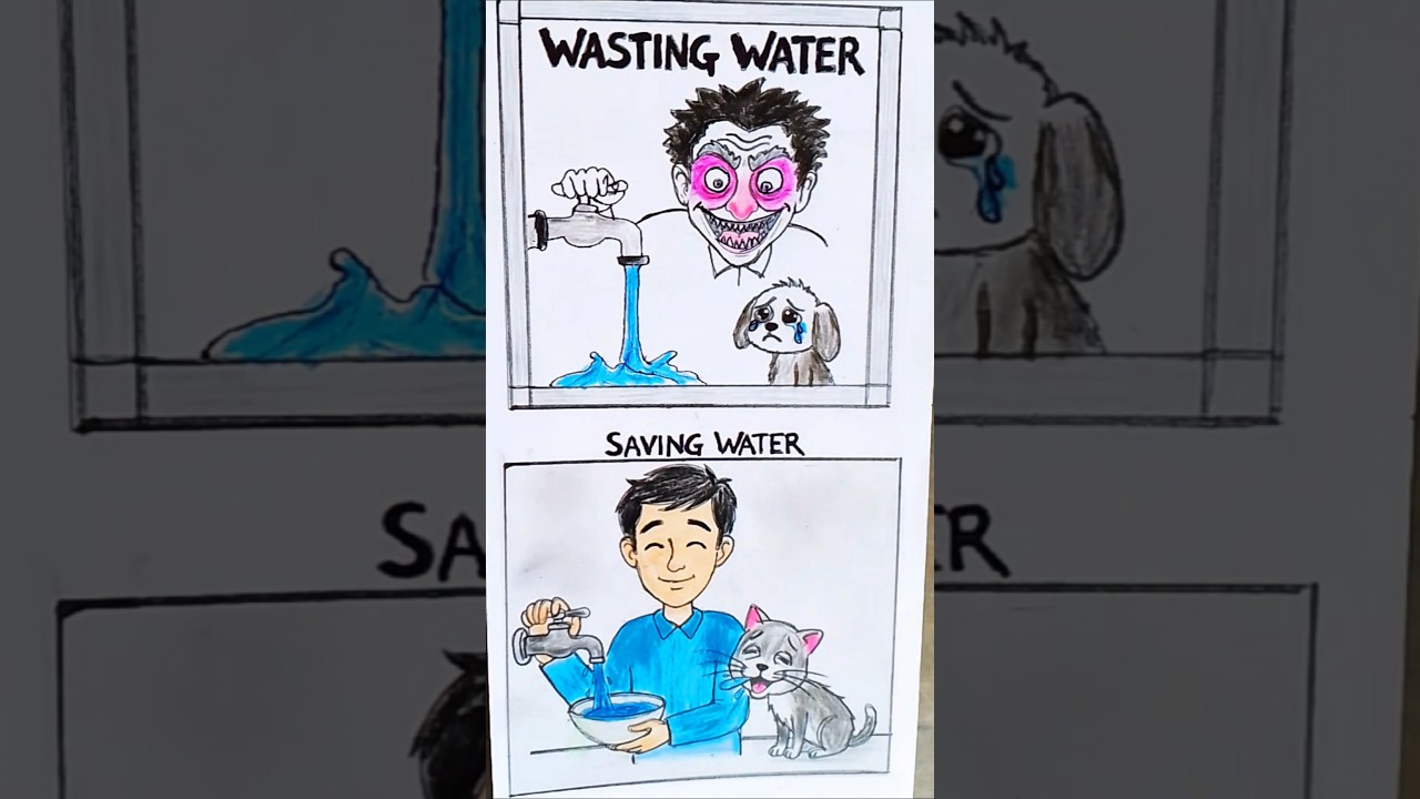 💧 Save Water vs Waste Water 🚰 | Drawing Moral Story ✨ | #SaveWater #MoralStory