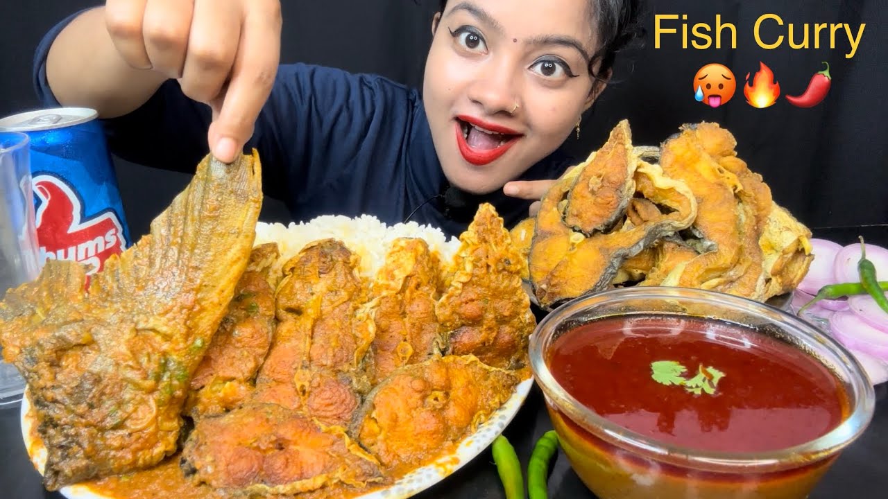 ASMR 🔥 FISH CURRY,FRIED FISHES WITH WHITE RICE 😋 FOOD EATING VIDEOS 🤤 EATING VIDEOS 🌶️ BIG BITES