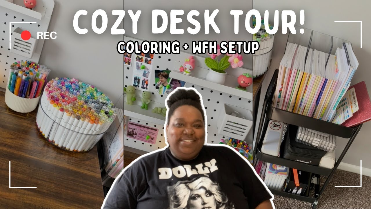 cozy coloring desk tour + my must-have art supplies (ohuhu alcohol markers & more) 🎨✨