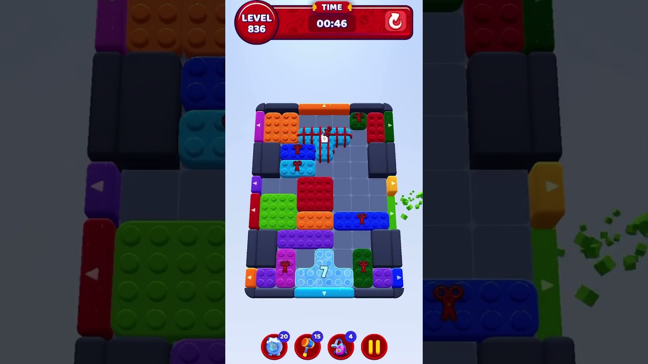 Color Block Jam Level 836 Solution Walkthrough #colorblockjam #gaming #colorblockjamgame #games