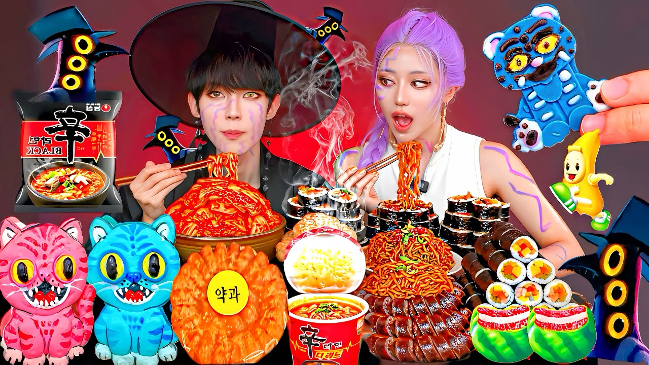 ASMR KPop Demon Hunters 케데헌 김치 김밥 디저트 불닭 아이스크림 젤리 먹방 DESSERTS JELLY CANDY MUKBANG EATING SOUNDS