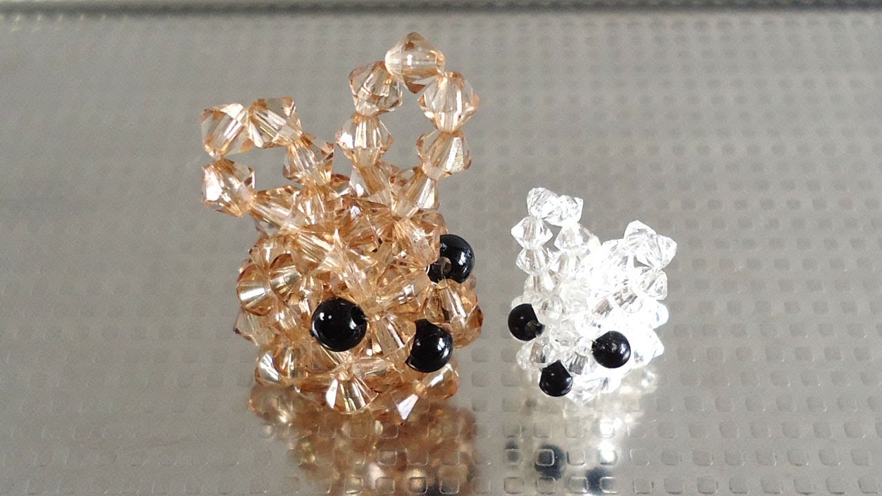 うさぎ(茶)の作り方 Rabbit(brown), How to make beaded 【わんこビーズ r021a】